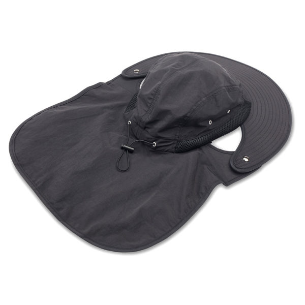 K-Tek KSH2 Stingray SunHat, Black color, sun-protection (head and neck) to wear with over-ear-headphones, SPF50, incl. chin-strap, one size fits all – Bild 4