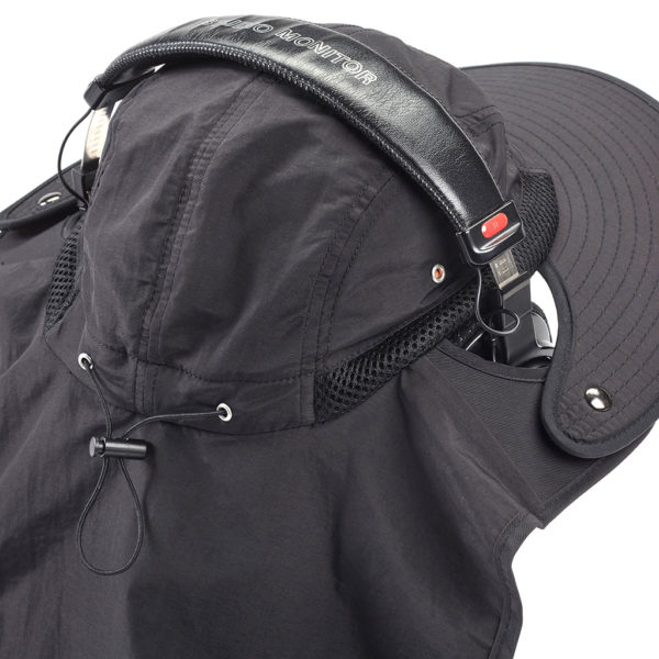 K-Tek KSH2 Stingray SunHat, Black color, sun-protection (head and neck) to wear with over-ear-headphones, SPF50, incl. chin-strap, one size fits all – Bild 5