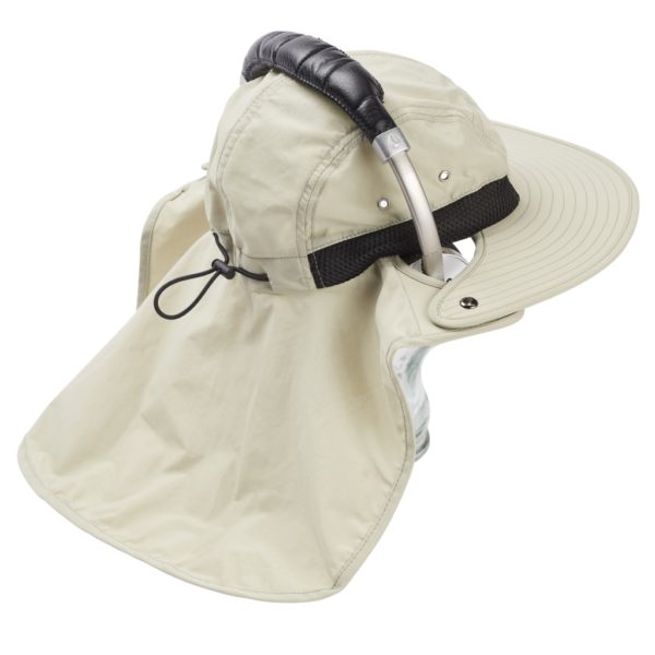 K-Tek KSH1 Stingray SunHat, Tan color, sun-protection (head and neck) to wear with over-ear-headphones, SPF50, incl. chin-strap, one size fits all – Bild 2