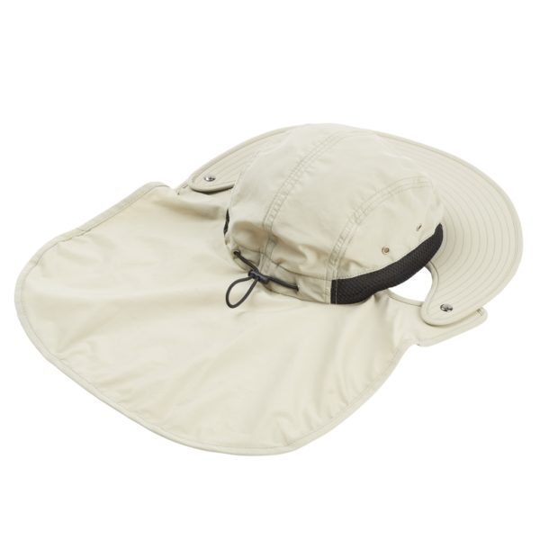 K-Tek KSH1 Stingray SunHat, Tan color, sun-protection (head and neck) to wear with over-ear-headphones, SPF50, incl. chin-strap, one size fits all – Bild 4