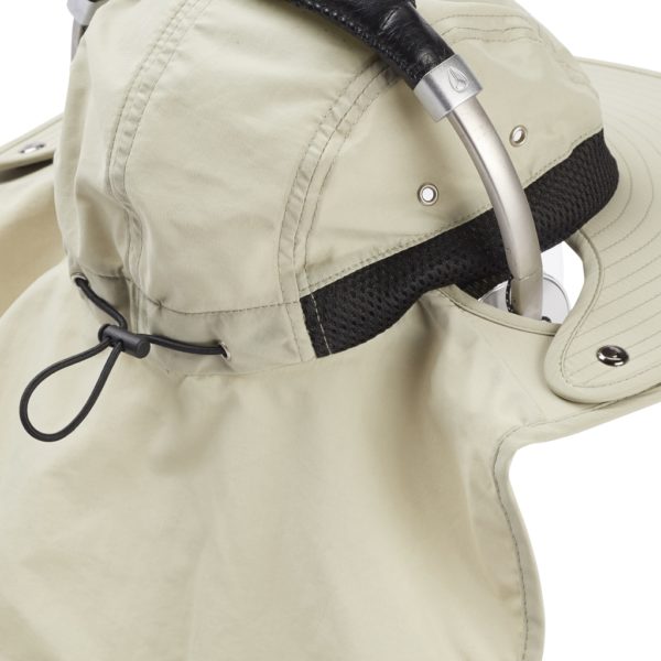 K-Tek KSH1 Stingray SunHat, Tan color, sun-protection (head and neck) to wear with over-ear-headphones, SPF50, incl. chin-strap, one size fits all – Bild 6