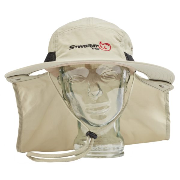 K-Tek KSH1 Stingray SunHat, Tan color, sun-protection (head and neck) to wear with over-ear-headphones, SPF50, incl. chin-strap, one size fits all – Bild 5