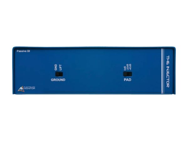 Australian Monitor THE INJECTOR Passive Direkteinspeisungsbox. Mit 6,35-mm-Eingang zu 6,35-mm-Direktausgang und symmetrischem XLR-Ausgang. Ground-Lift-Schalter und 3-stufiges Pad mit bis zu 40 dB Dämpfung – Bild 2
