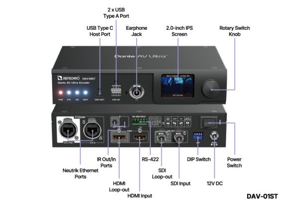 ADTECHNO DAV-01ST Dante AV Ultra Encoder 12G-SDI/HDMI to Dante AV Ultra Colibri – Bild 3