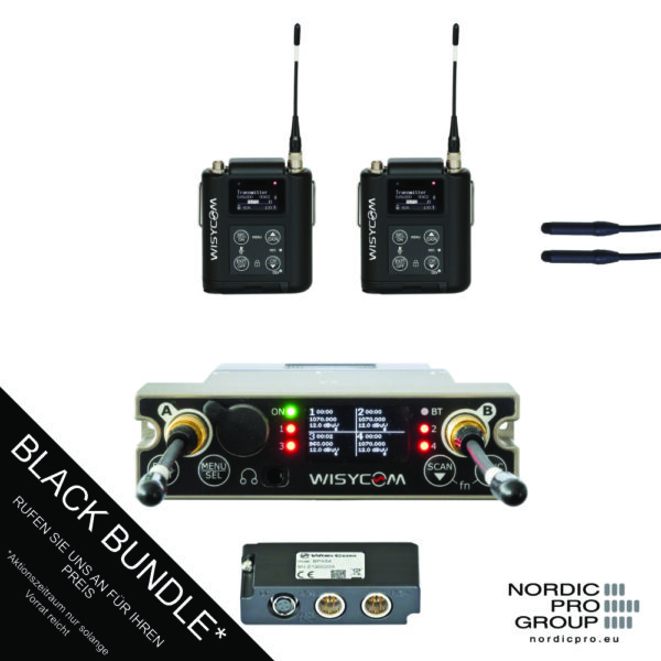 BLACK BUNDLE Wisycom MCR54 Quad Empfänger + 2x MTP60 + BPA54 + 2x Sanken COS-11D