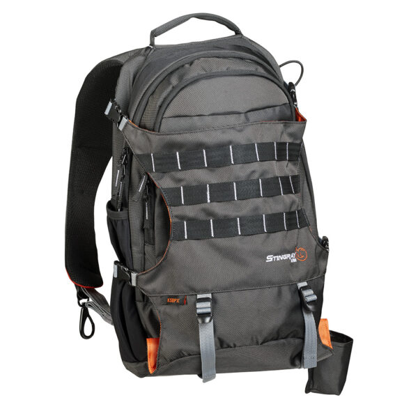 K-Tek KSBPX Stingray ENG BackPack with Orange Interior designed for the sound recording professional with 20 L storage space for a mixer bag, extra audio gear, a laptop and other supplies.
