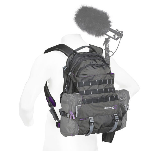 K-Tek KSBPXP Stingray ENG BackPack with Purple Interior designed for the sound recording professional with 20 L storage space for a mixer bag, extra audio gear, a laptop and other supplies. – Bild 7