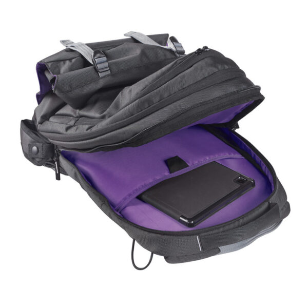 K-Tek KSBPXP Stingray ENG BackPack with Purple Interior designed for the sound recording professional with 20 L storage space for a mixer bag, extra audio gear, a laptop and other supplies. – Bild 3