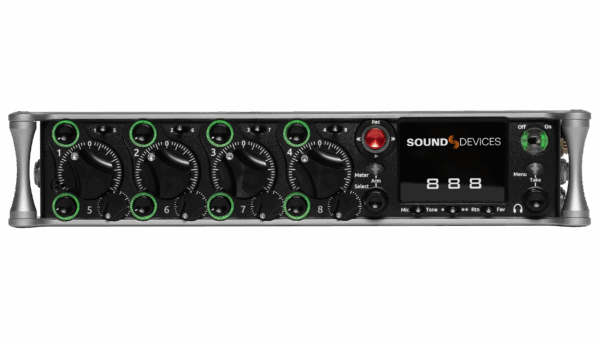 Sound Devices 888 Mixer | Recorder with 8 mic/line preamplifiers, 16 channels, and 20 record tracks. 16 channels of Dante in and out,, AES in and out, 10 analog outputs. – Bild 6
